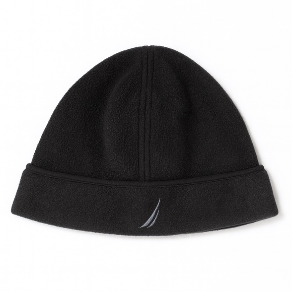 Nautica Black Fleece Beanie Hat Winter Cold Weather Accessory One Size Unisex - Picture 1 of 3